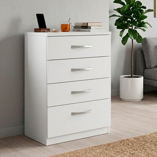 Cómoda Blanca 4 Cajones Mueble Organizador Dormitorio