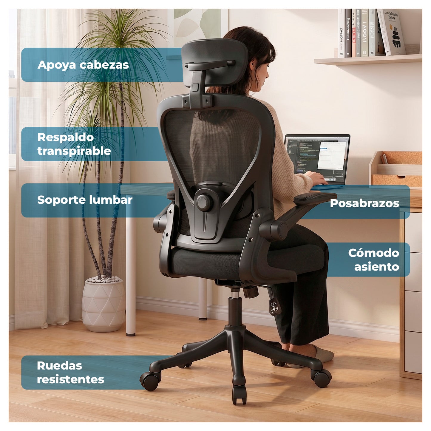 Silla Oficina Ergonómica Reclinable Apoyacabeza