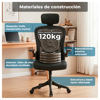 Silla Oficina Ergonómica Reclinable Apoyacabeza