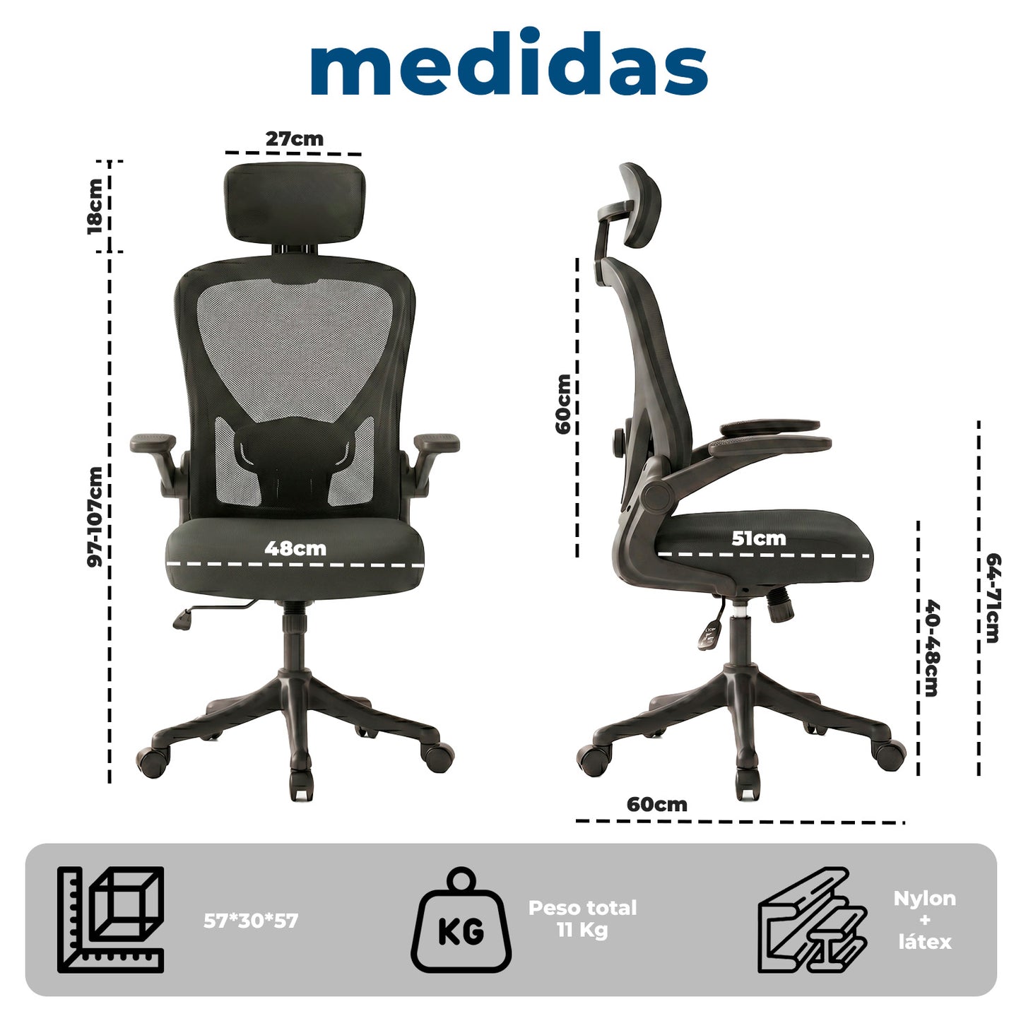 Silla Oficina Ergonómica Reclinable Apoyacabeza