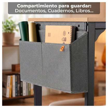 Escritorio Oficina 100cm Estructura Metálica con Bolsa Lateral