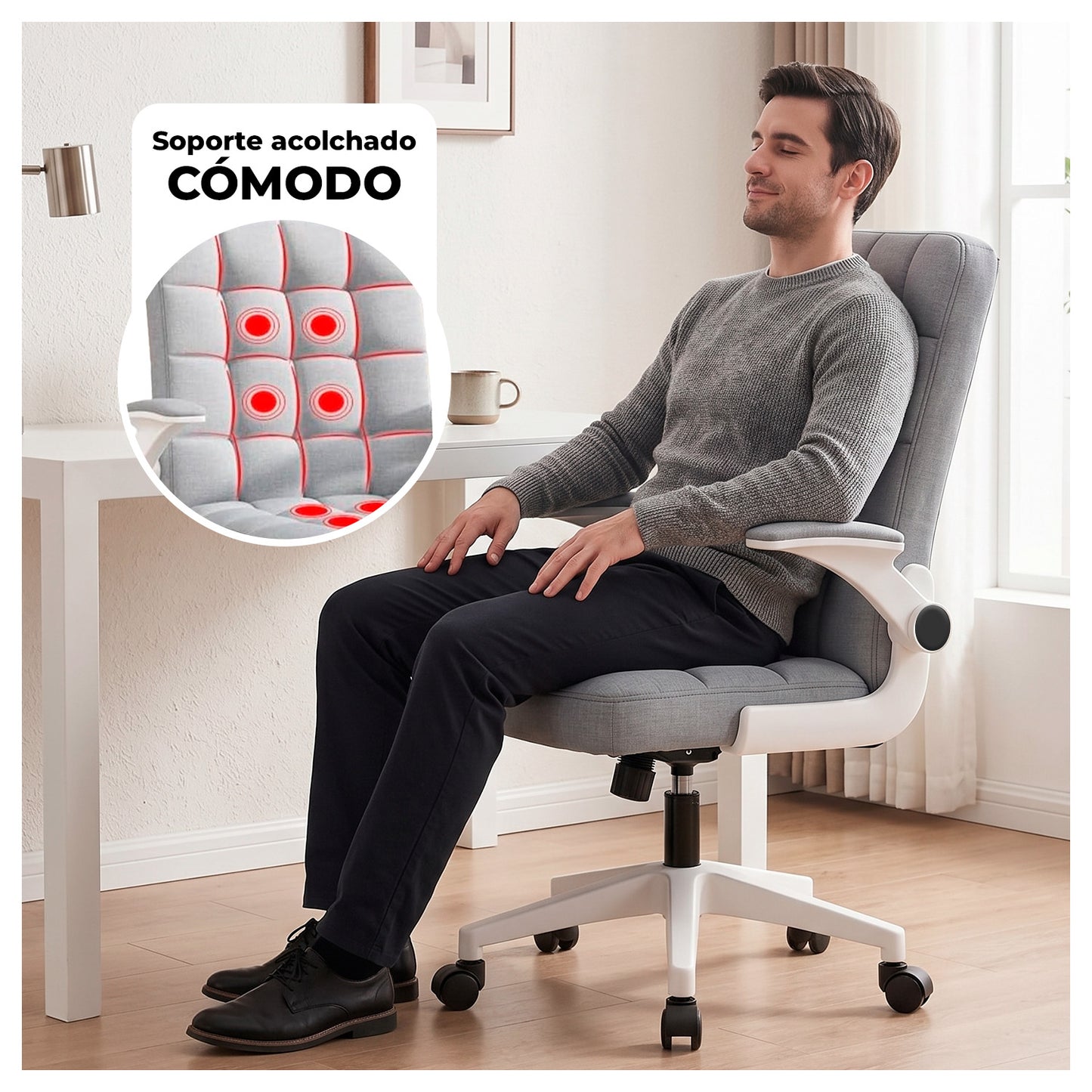 Silla Ejecutiva Oficina Ergonómica  Apoyabrazos Ajustables de Tela