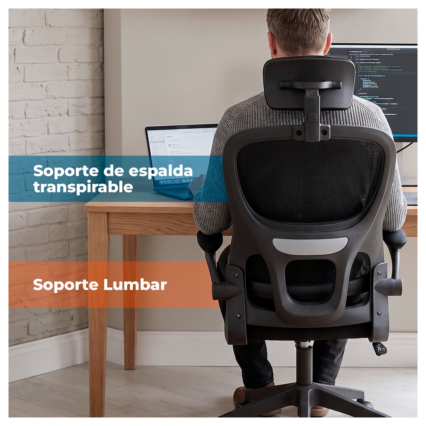 Silla Oficina Ergonómica Reclinable Soporte Lumbar