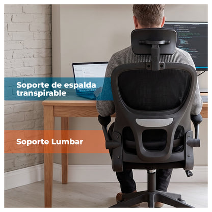 Silla Oficina Ergonómica Reclinable Soporte Lumbar