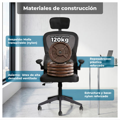 Silla Oficina Ergonómica Reclinable Soporte Lumbar