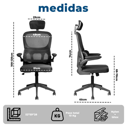 Silla Oficina Ergonómica Reclinable Soporte Lumbar