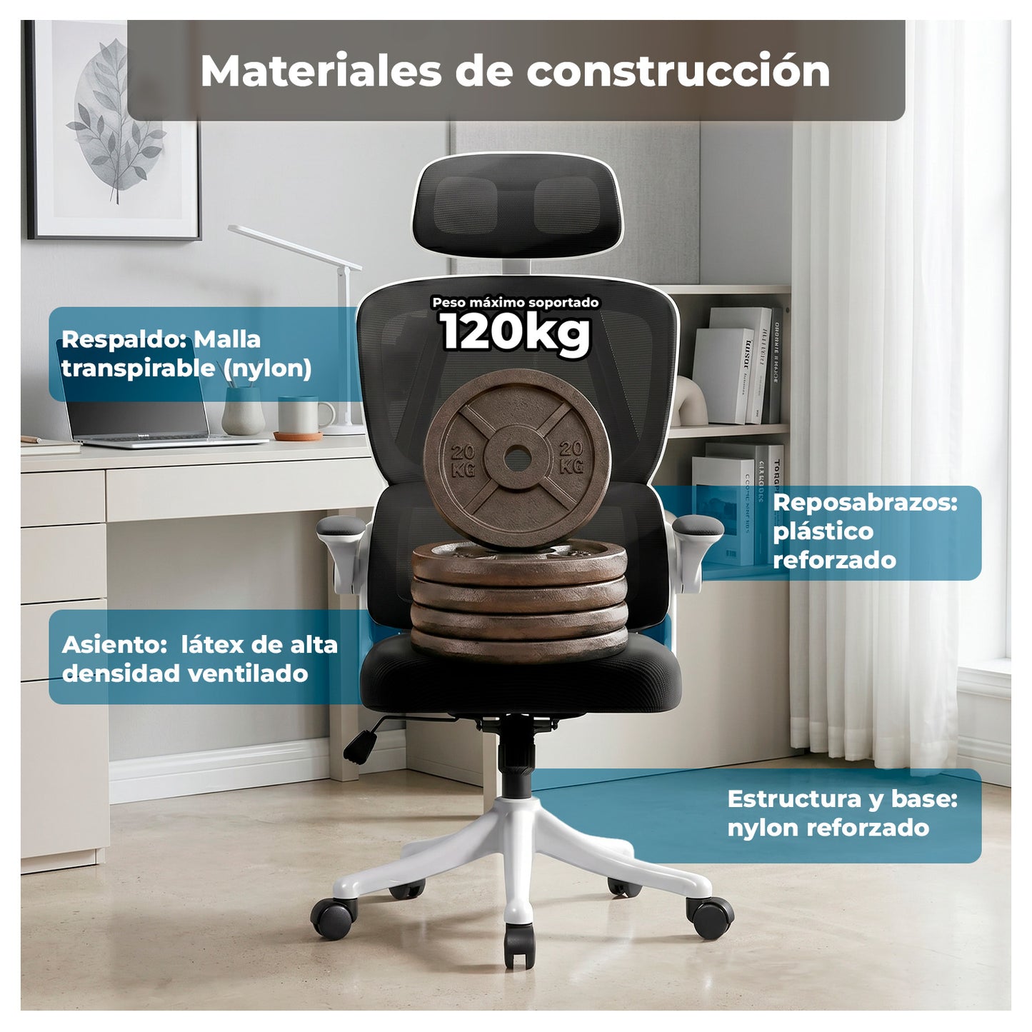Silla Ergonómica Oficina Reclinable Apoyacabeza