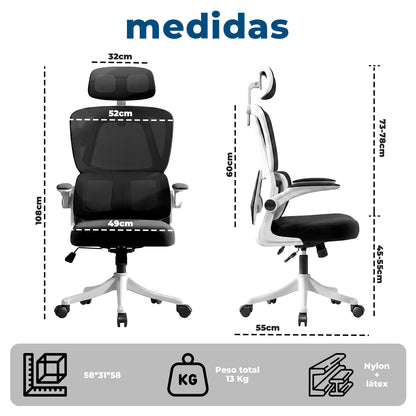 Silla Ergonómica Oficina Reclinable Apoyacabeza