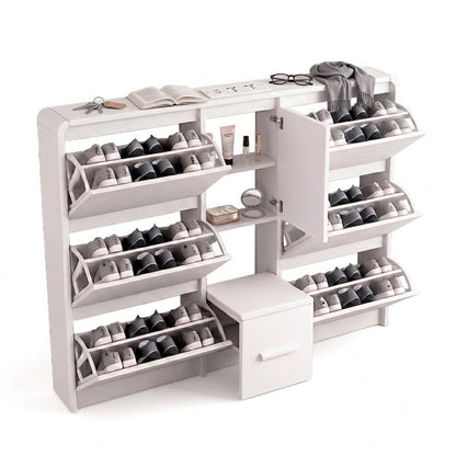 Zapatero Organizador Doble con Banqueta y Enchufe 160cm