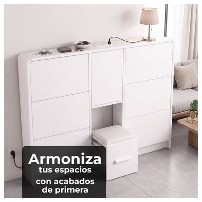 Zapatero Organizador Doble con Banqueta y Enchufe 160cm