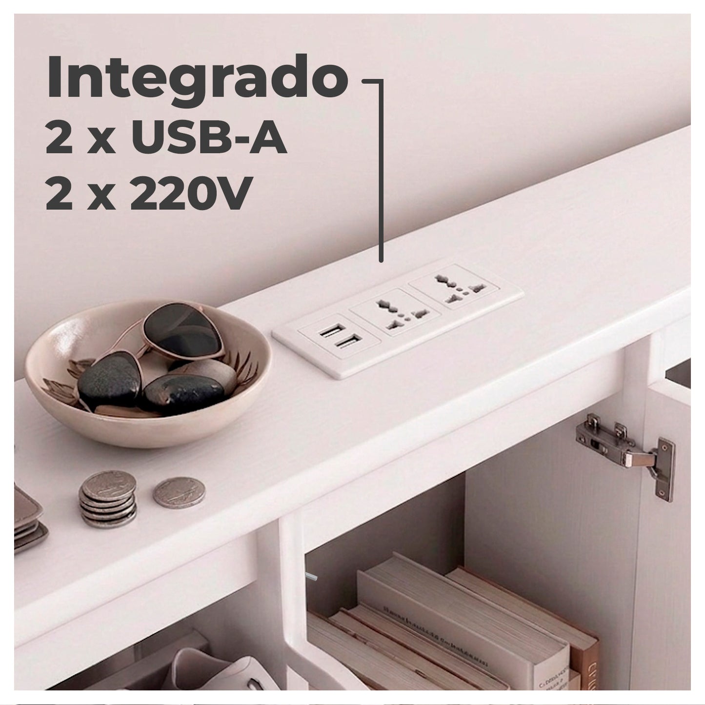 Zapatero Organizador Doble con Banqueta y Enchufe 160cm