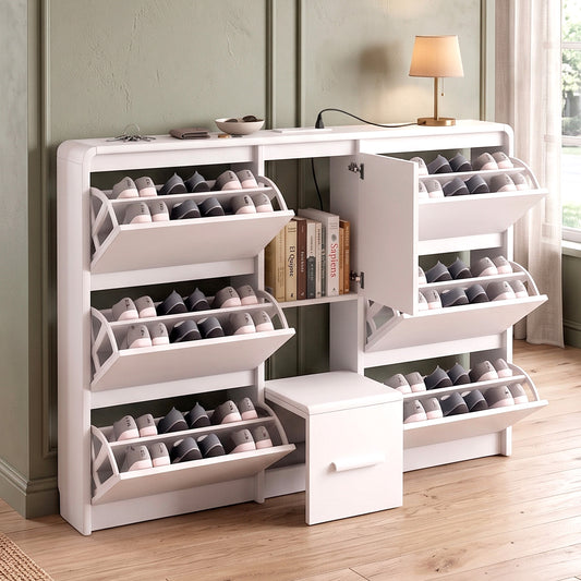 Zapatero Organizador Doble con Banqueta y Enchufe 160cm