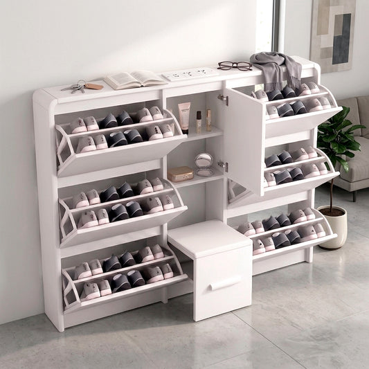 Zapatero Organizador Doble con Banqueta y Enchufe 160cm
