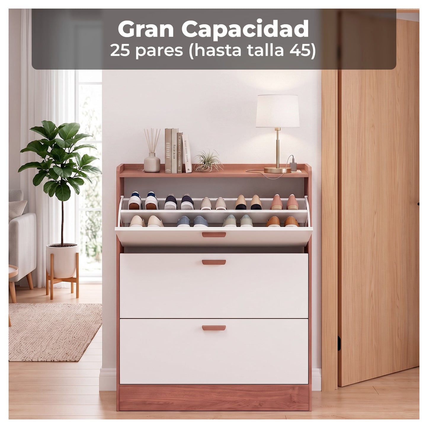 Zapatero Organizador XXL 25 Pares con Enchufe y USB