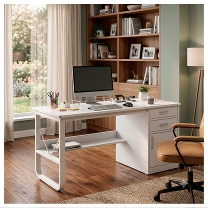 Escritorio 100cm Home Office con Cajones Puerta y Gabinete