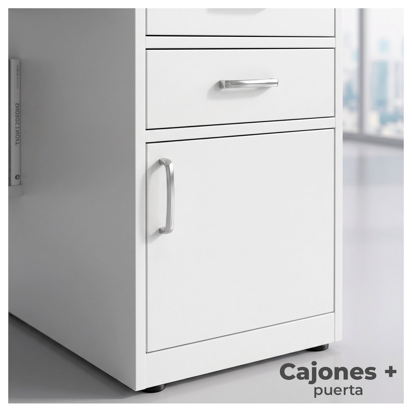 Escritorio 100cm Home Office con Cajones Puerta y Gabinete