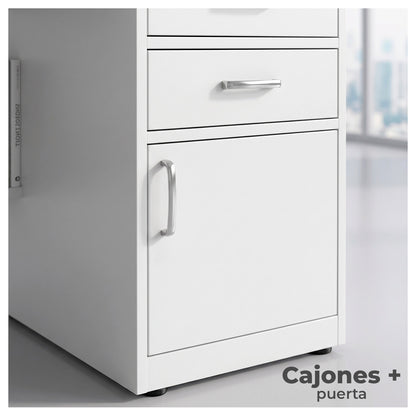 Escritorio 100cm Home Office con Cajones Puerta y Gabinete