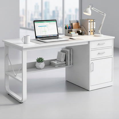 Escritorio 100cm Home Office con Cajones Puerta y Gabinete
