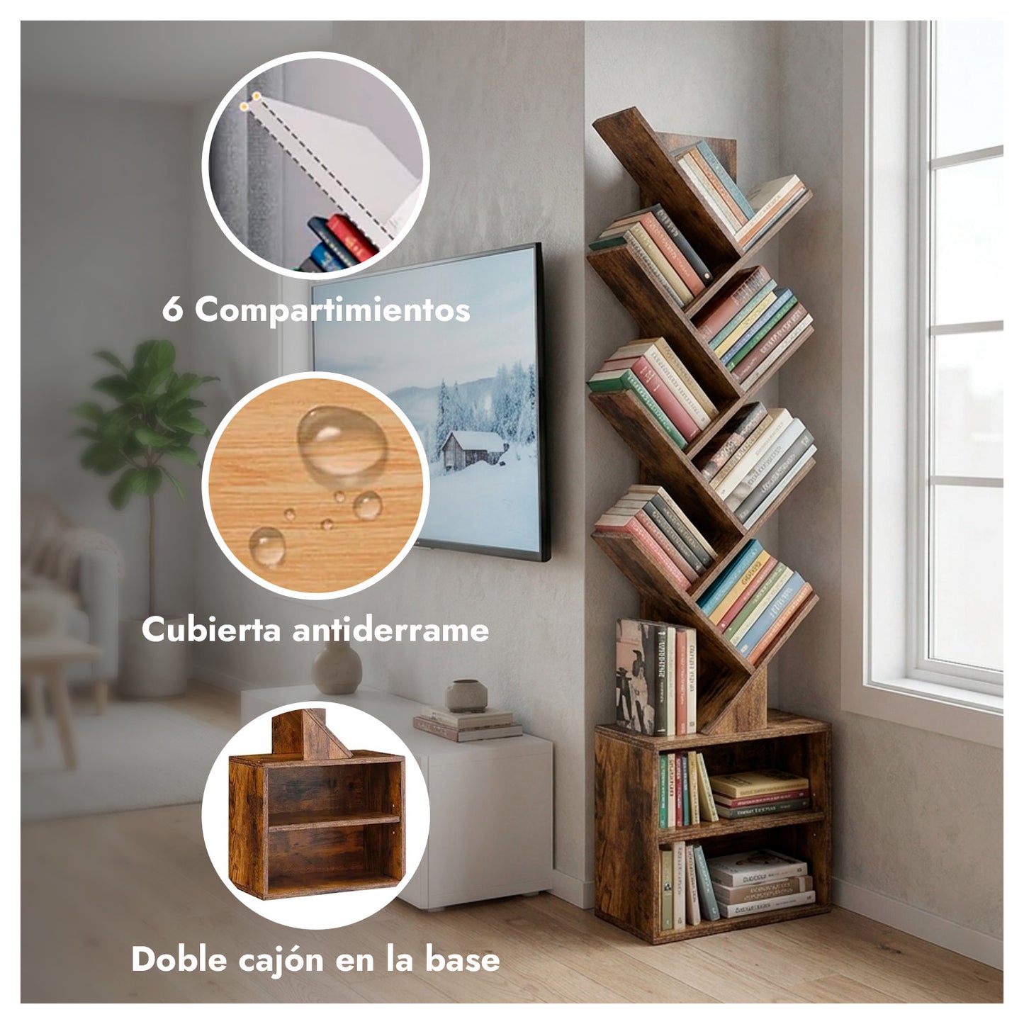 Estante Mueble Biblioteca organizador para libros 6 niveles