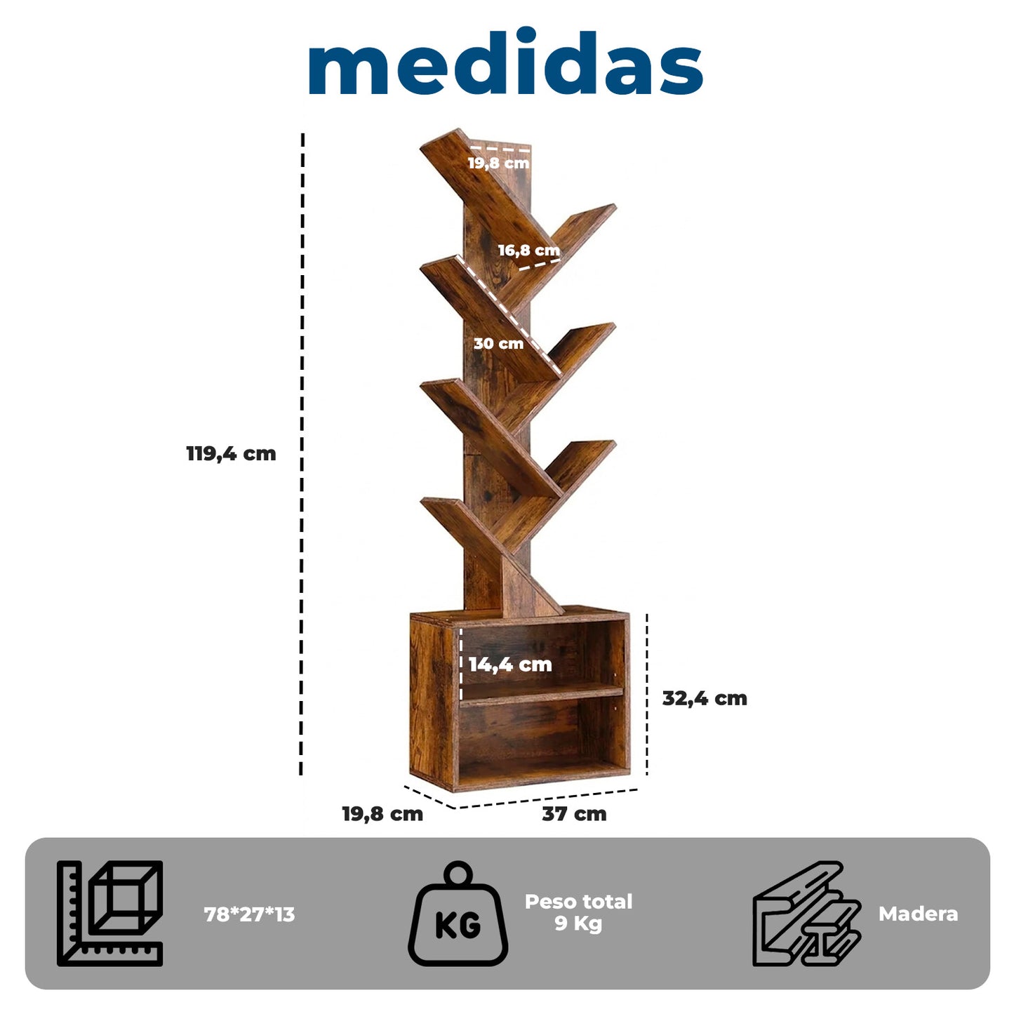 Estante Mueble Biblioteca organizador para libros 6 niveles