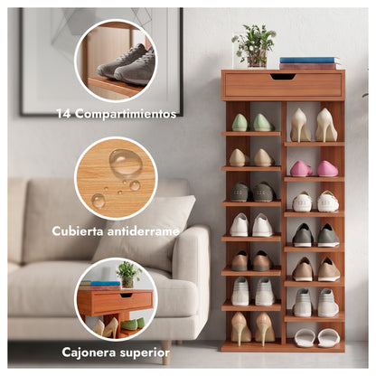 Zapatero Vertical Mueble Organizador Para Hogar Madera