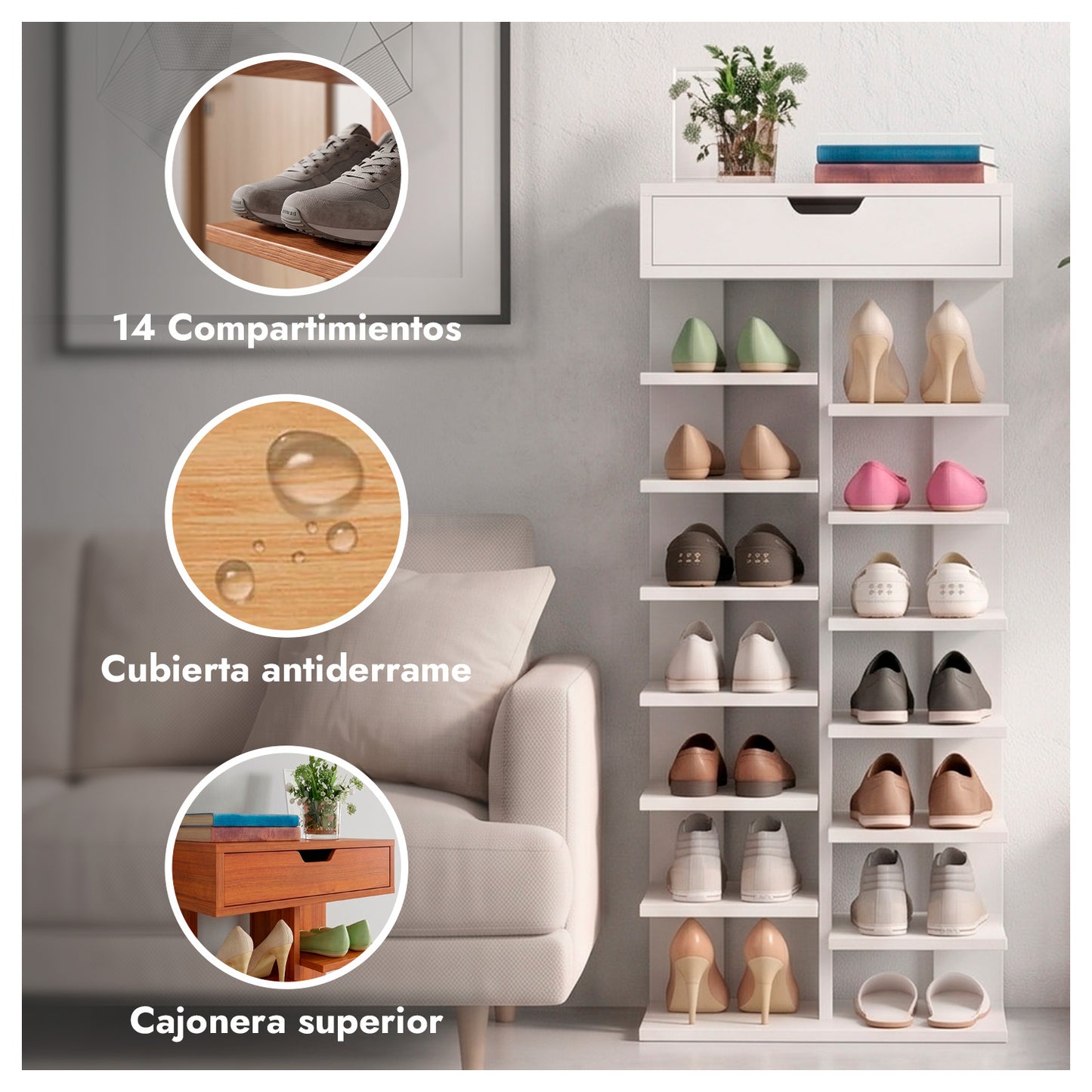 Zapatero Vertical Mueble Organizador Para Hogar Madera