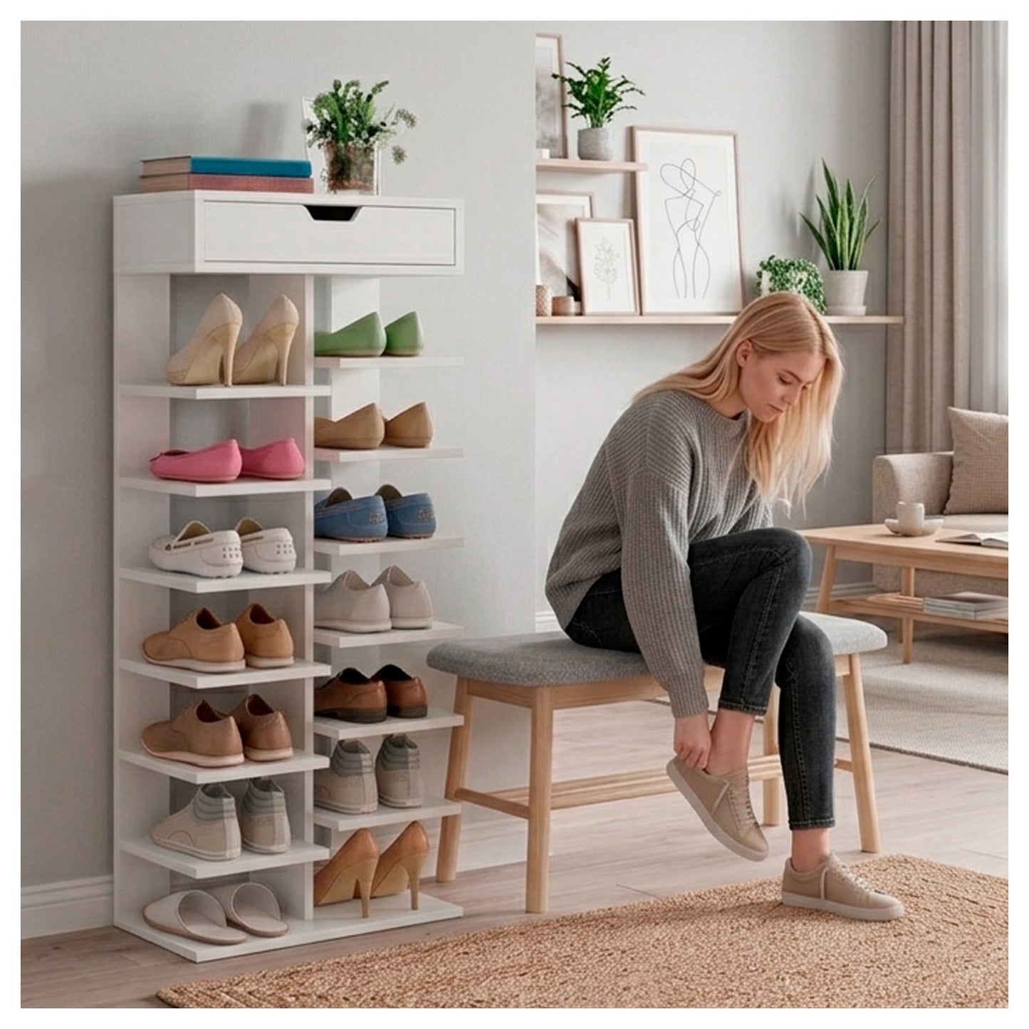 Zapatero Vertical Mueble Organizador Para Hogar Madera