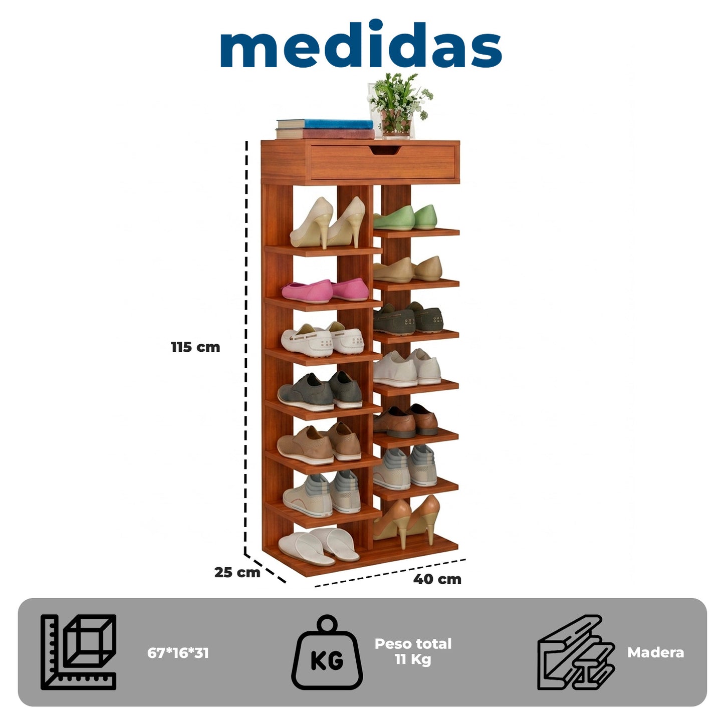 Zapatero Vertical Mueble Organizador Para Hogar Madera