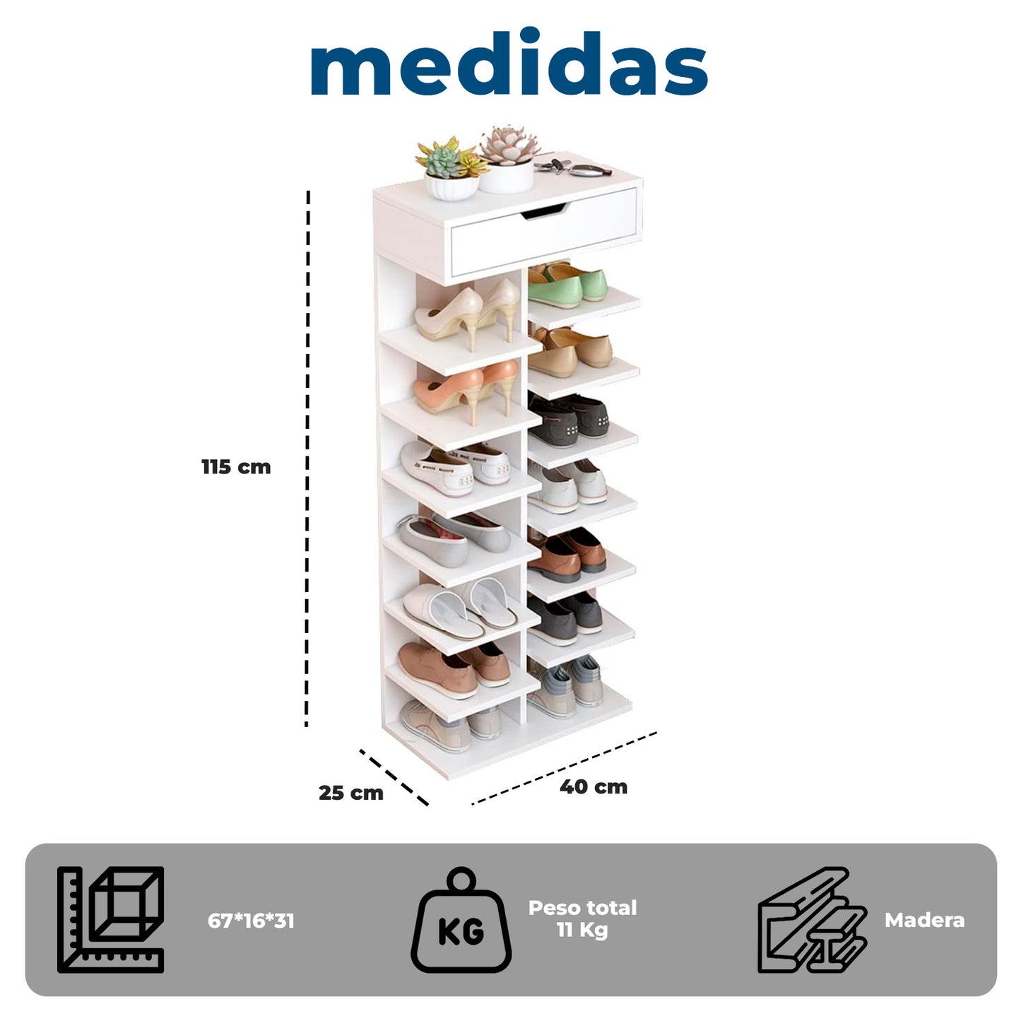 Zapatero Vertical Mueble Organizador Para Hogar Madera