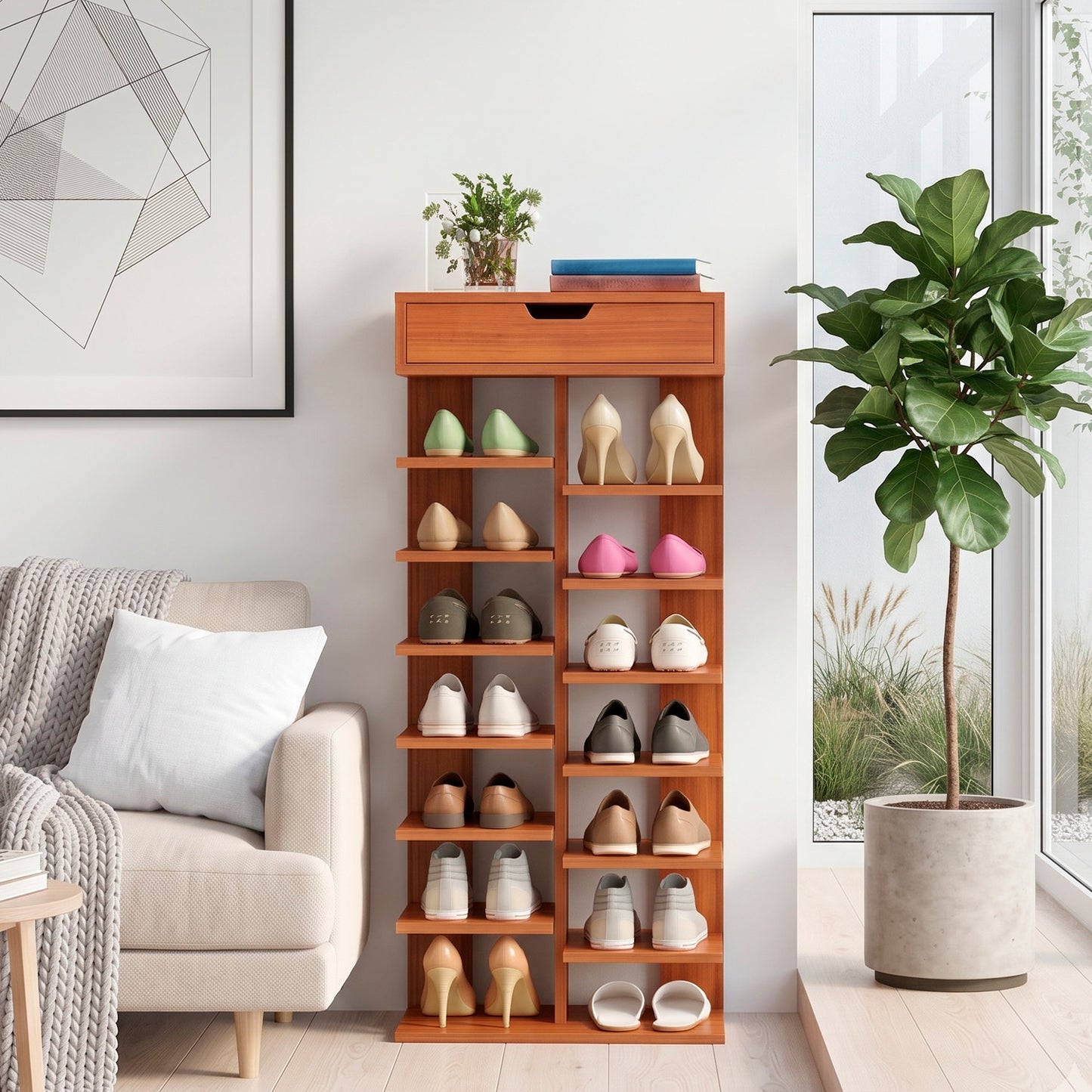 Zapatero Vertical Mueble Organizador Para Hogar Madera