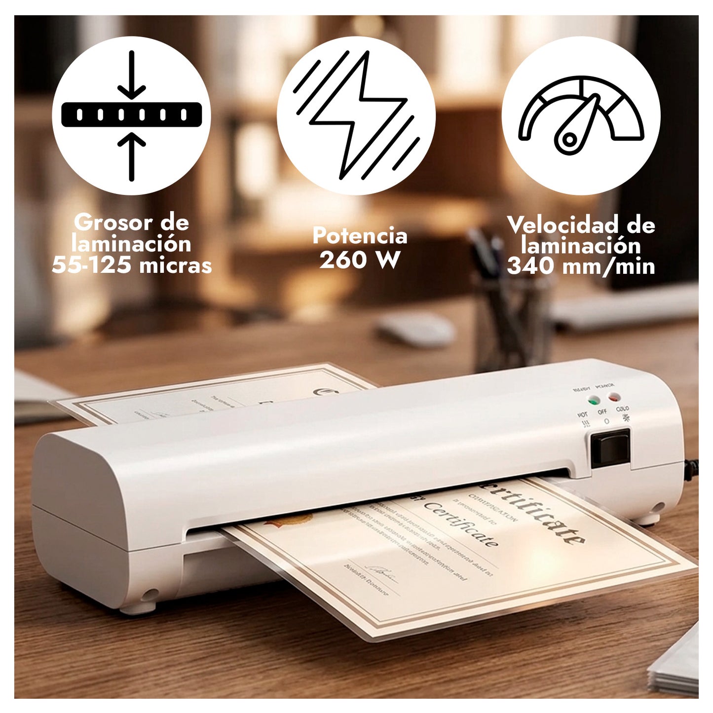 Laminadora Frio Caliente 260W con Kit de Corte 300 laminas