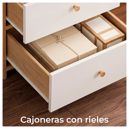 Velador con Librero 2 Cajones Repisa Organizador Dormitorio