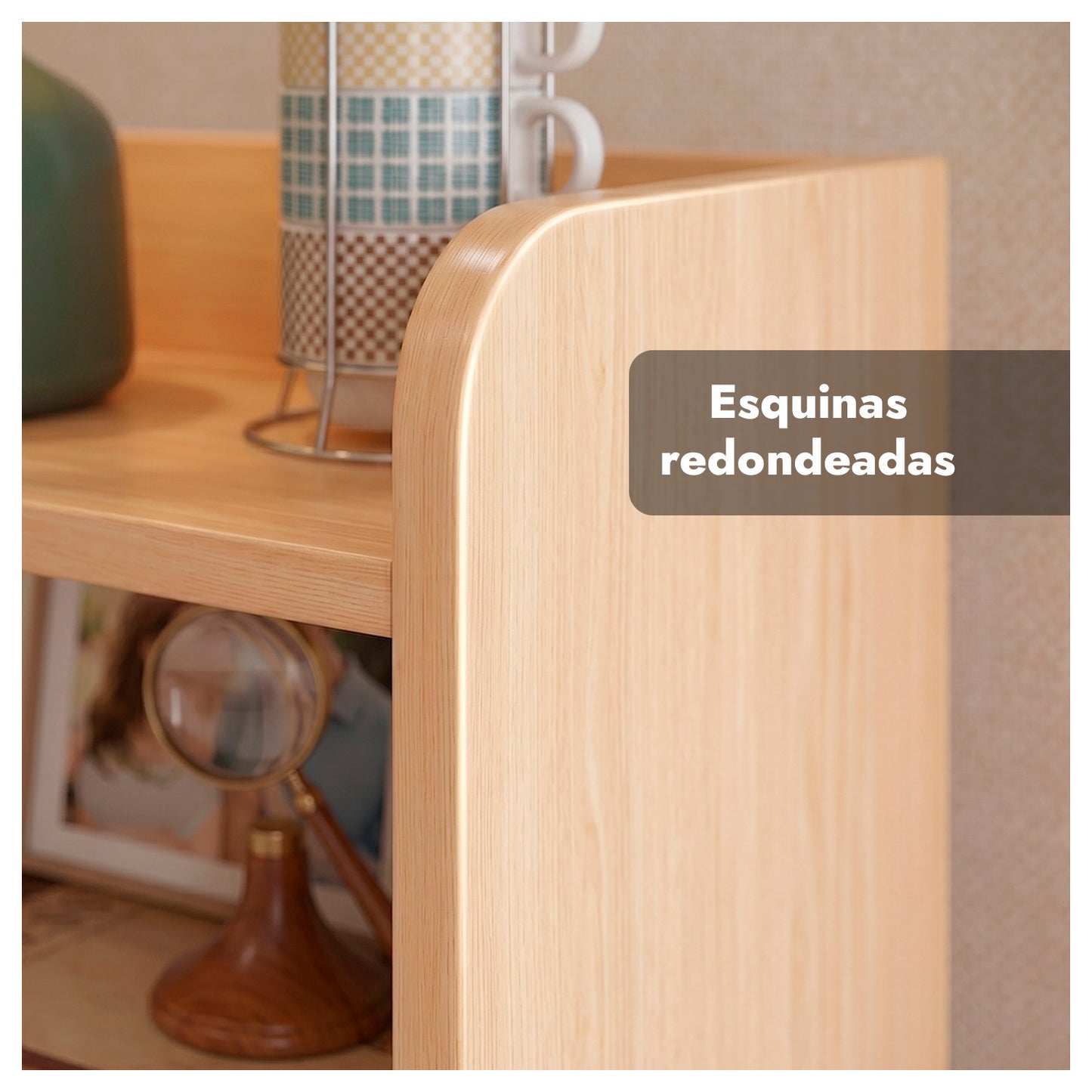 Velador con Librero 2 Cajones Repisa Organizador Dormitorio