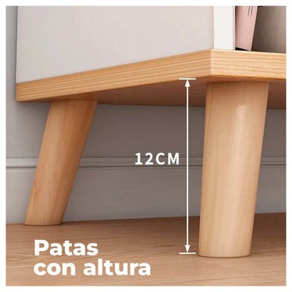 Velador con Cajón Doble Repisa y Compartimientos 53×40×30cm