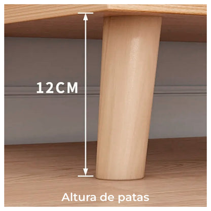 Velador de Madera con 2 Cajones y Doble Repisa 53x40x30 cm