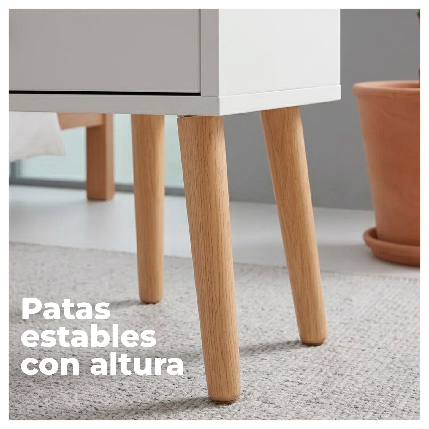Velador Mesa de Noche con Cajón y Compartimento