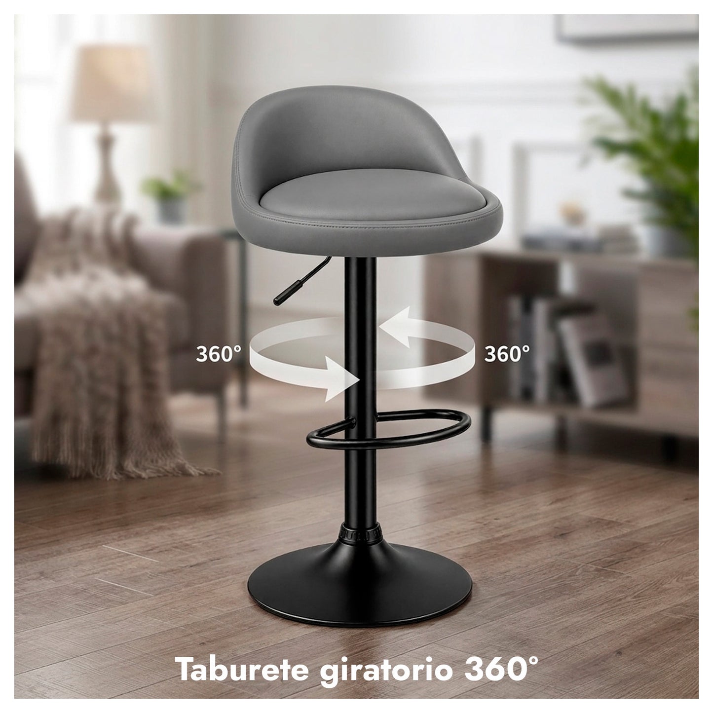 Silla Taburete de Bar Giratorio 360 con Regulación de Altura