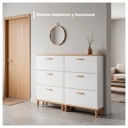 Zapatera Vertical MDF 4 Compartimentos 120x65x24cm