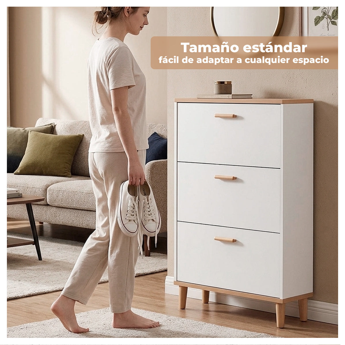 Zapatera Vertical MDF 4 Compartimentos 120x65x24cm