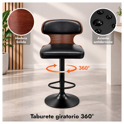 Pack 4 Taburete Bar Regulable Respaldo Acolchado y Apoyapiés