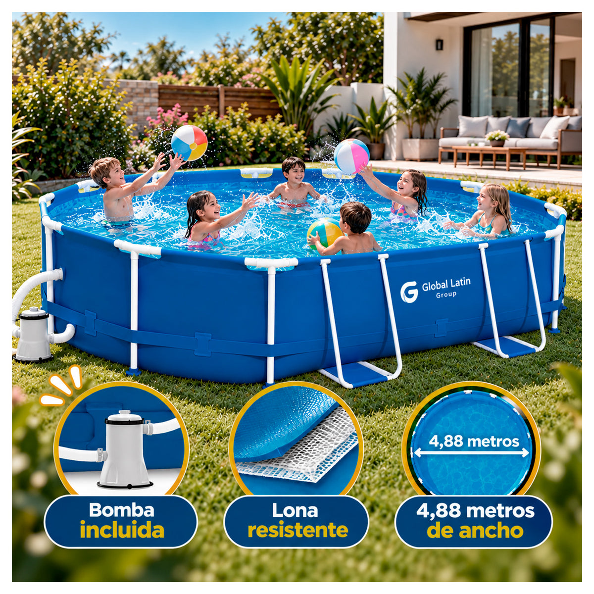 Piscina Estructural 488 cm 11000 Litros con Bomba y Filtro