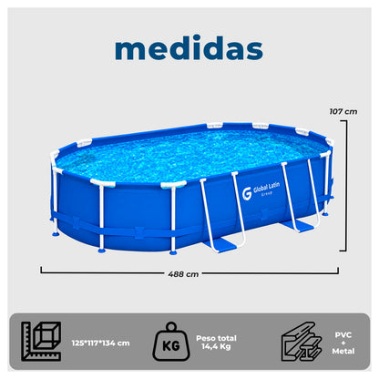 Piscina Estructural 488 cm 11000 Litros con Bomba y Filtro