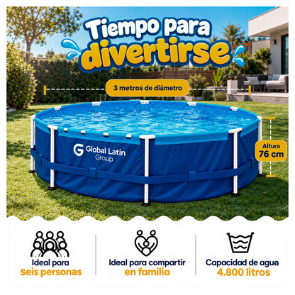 Piscina Estructural Redonda 300x76 cm 4800 Litros Azul