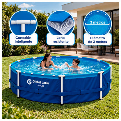 Piscina Estructural Redonda 300x76 cm 4800 Litros Azul