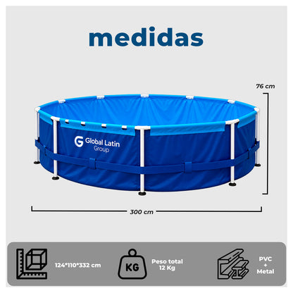 Piscina Estructural Redonda 300x76 cm 4800 Litros Azul