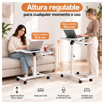 Mesa para Notebook Ajustable en Altura con Ruedas posa brazo