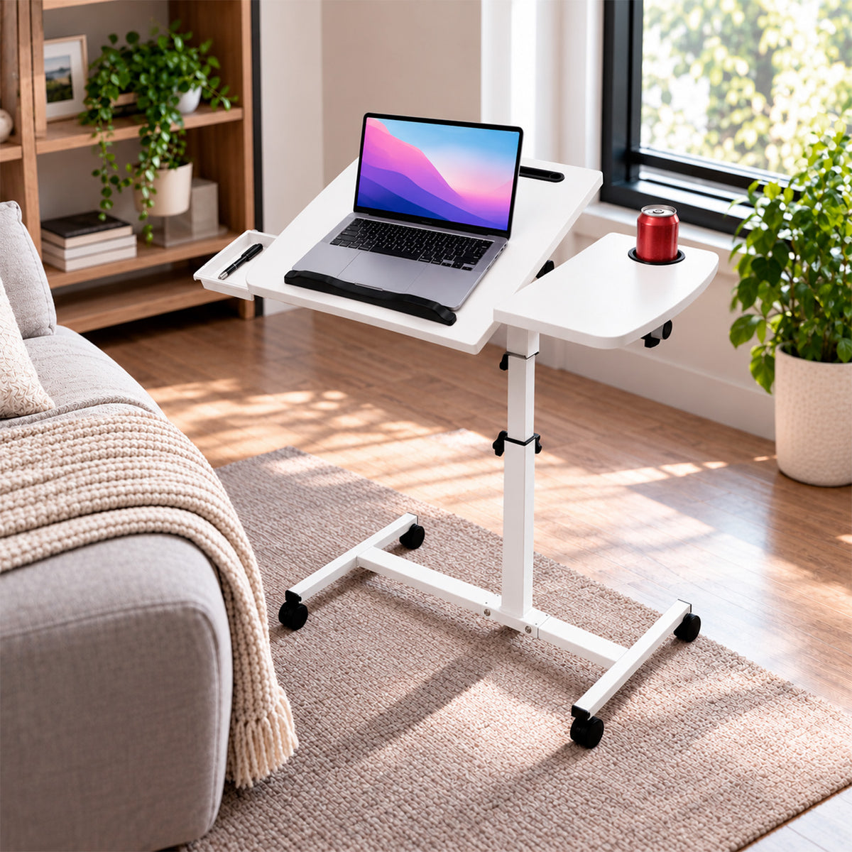 Mesa para Notebook Ajustable en Altura con Ruedas posa brazo