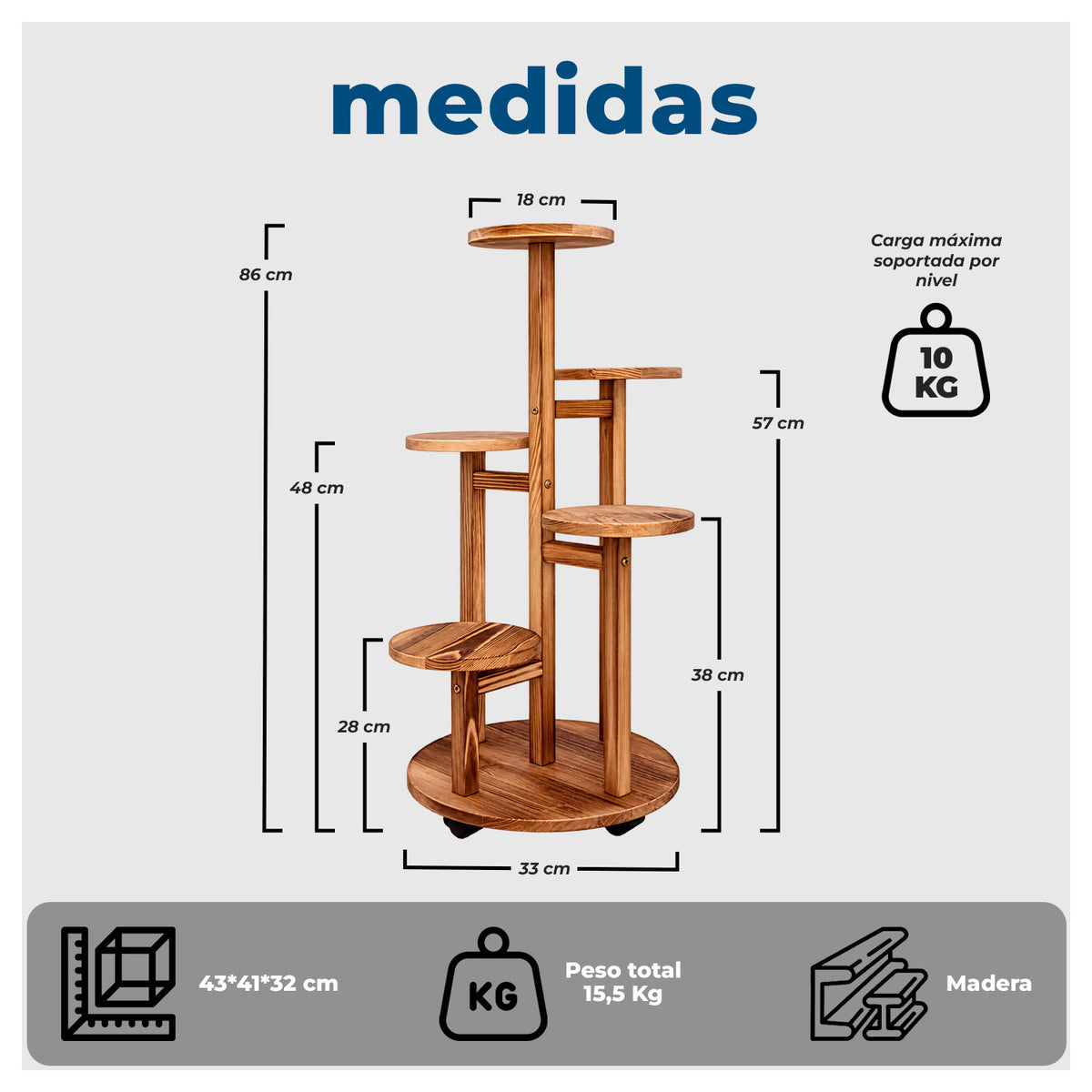 Porta macetero Vertical Multinivel De Madera