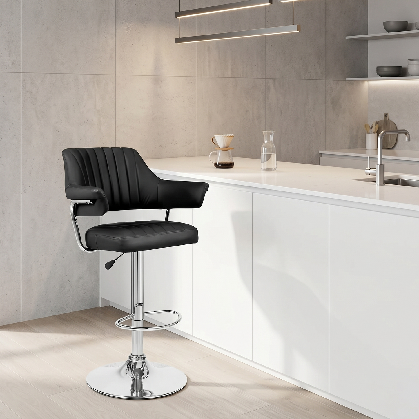 Silla Piso Bar con Respaldo y Posa Brazos