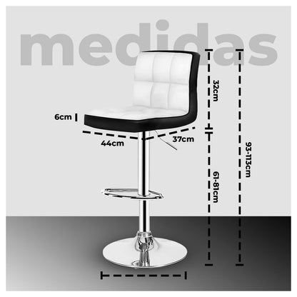 Pack 4 Silla Piso Bar Taburete Con Respaldo Blanco y negro